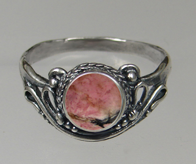 Sterling Silver Ring with Rhodocrosite Size 5